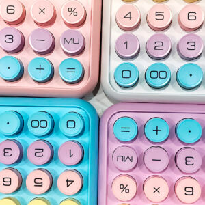 Calculadora Mecânica de Mesa Colorida 12 Dígitos Visor